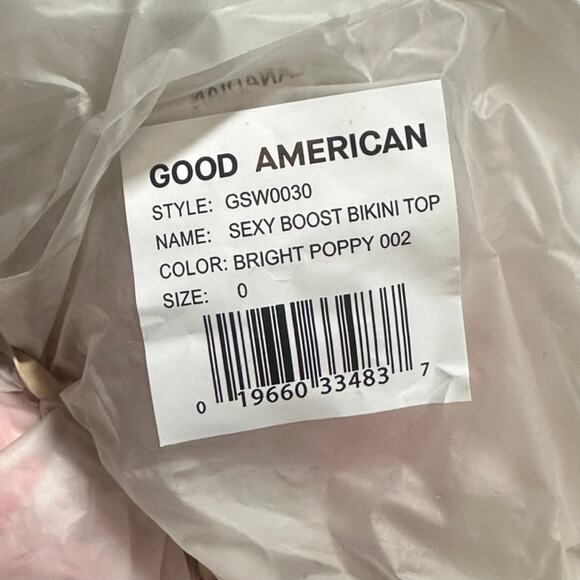 GOOD AMERICAN Bikini Sexy Boost Top Sculpt Good Waist Bright Poppy XS (0) b NWT - Picture 8 of 9